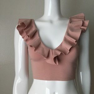 Pink ruffle crop top